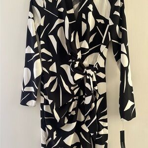 Maggy London Black and White Abstract Dress